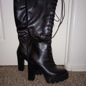 Calf high heel boots